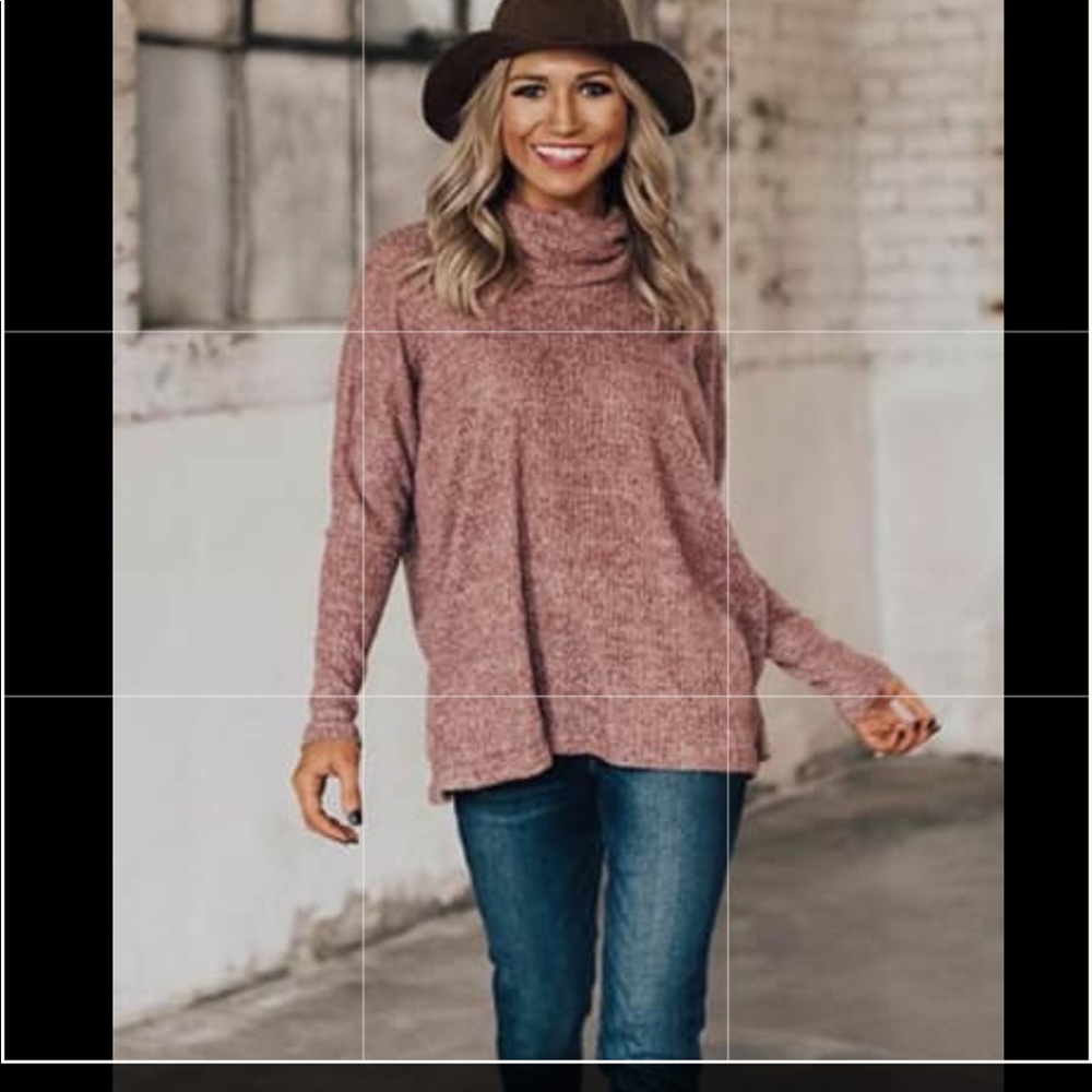 Impressions Waffle Cowl Neck Sweater Large